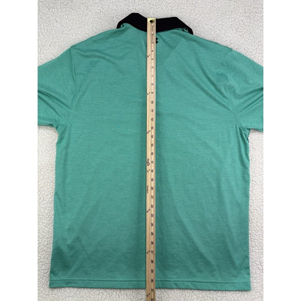 Under Armour Shirt Playoff Polo Turquoise Black Stripes Performance Mens XL Golf - Picture 6 of 6